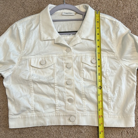 Calvin Klein White Cropped Jacket Large - Picture 9 of 10